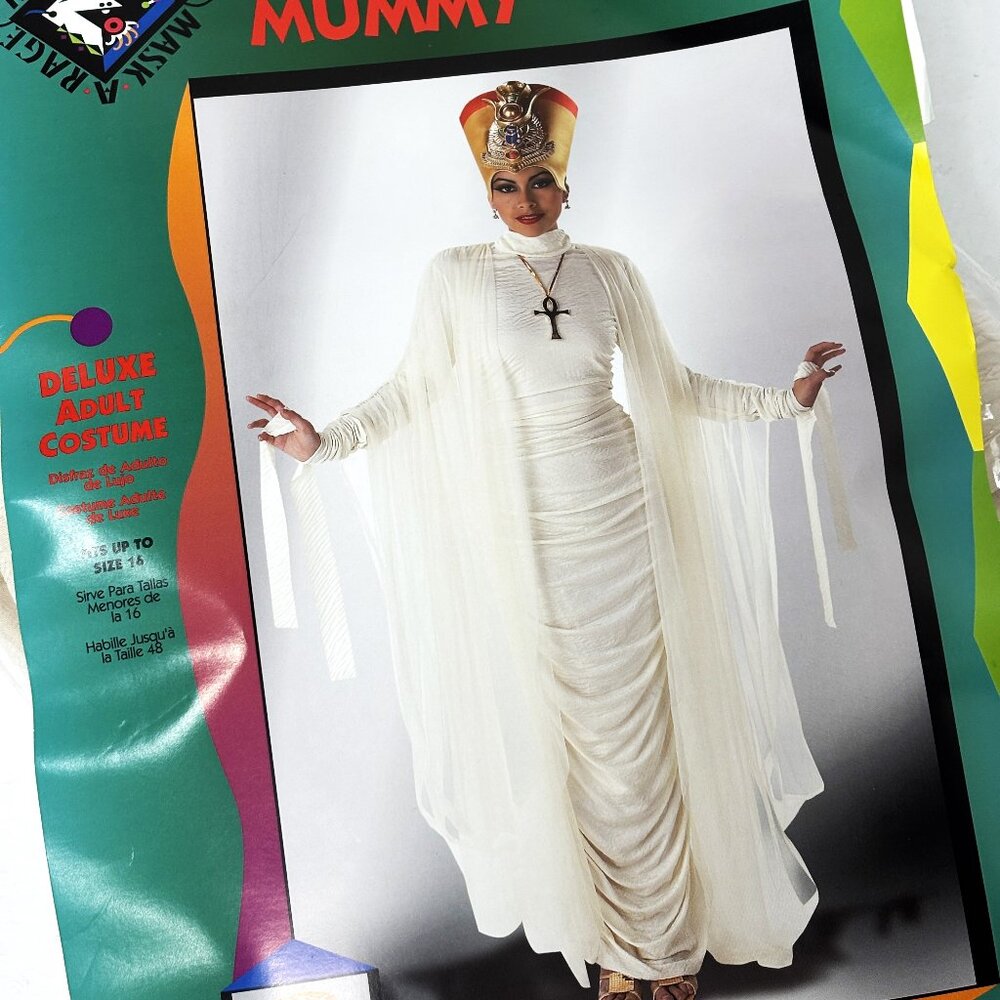 Mystical Mummy Egyptian Dress & Crown Costume Up to sz 16 NWT NOS Y2K Disguise
